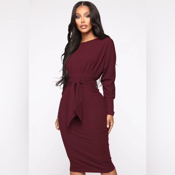 FASHION NOVA Never Too Soft Dress - Burgundy - Picture 2 of 12